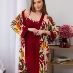 Халат женский и ночная рубашка женская из вискозы — комплект «Elsa»