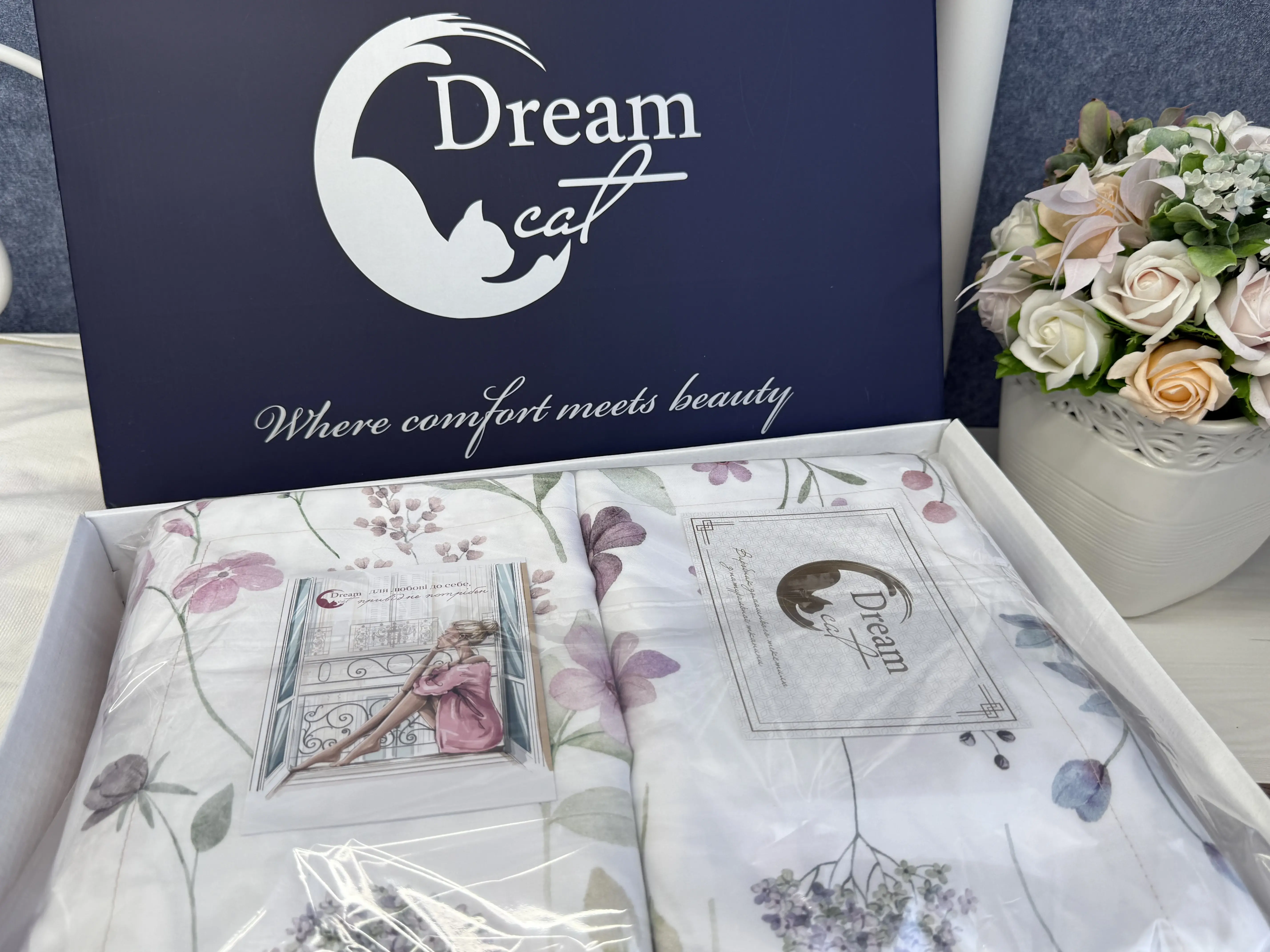 комплект постельного белья DreamCat из турецкого сатина делюкс 100% хлопок