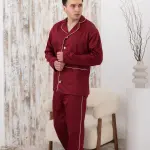 Піжама чоловіча з сатину, бордова