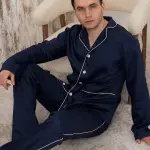 Пижама мужская из сатина, темно синий