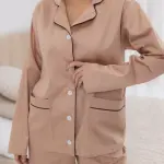 Пижама женская из сатина, бежевая
