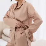 Пижама женская из сатина, бежевая