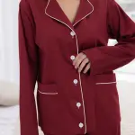 Пижама женская из сатина, бордовая