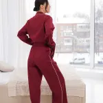 Пижама женская из сатина, бордовая