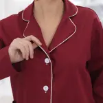 Пижама женская из сатина, бордовая