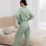 Пижама женская из сатина, оливковая