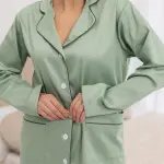 Пижама женская из сатина, оливковая