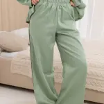 Пижама женская из сатина, оливковая