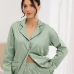 Пижама женская из сатина, оливковая