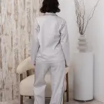 Пижама женская из сатина, серебристая