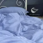 Постільна білизна зі страйп сатину, блакитна