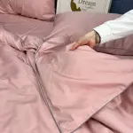Постельное белье из сатина, пудрово-розовое