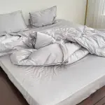 Постельное белье из сатина, серебристое