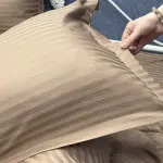Постельное белье из страйп сатина, бежевая