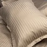 Постельное белье из страйп сатина, бежевая