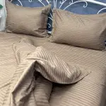 Постельное белье из страйп сатина, бежевая