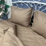 Постельное белье из страйп сатина, бежевая