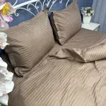 Постельное белье из страйп сатина, бежевая