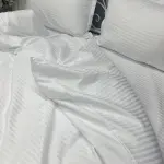 Постельное белье из страйп сатина, белая