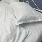 Постельное белье из страйп сатина, белая
