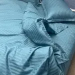 Постельное белье из страйп сатина, бирюза