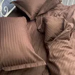 Постельное белье из страйп сатина, коричневое