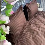 Постельное белье из страйп сатина, коричневое
