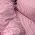 Постельное белье из страйп сатина, розовое
