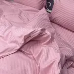 Постельное белье из страйп сатина, розовое