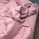 Постельное белье из страйп сатина, розовое