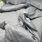 Постельное белье из страйп сатина, серая