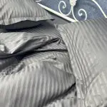 Постельное белье из страйп сатина, серая