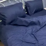 Постельное белье из страйп сатина, темно синее