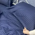 Постельное белье из страйп сатина, темно синее