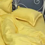 Постельное белье из страйп сатина, желтое