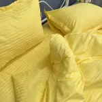 Постельное белье из страйп сатина, желтое