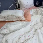 Поплінова постільна білизна з принтом «Персикова свіжість»