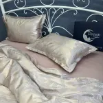 Комплект жакардової постільної білизни «Королівська розкіш», золотисто-пудровий