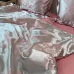 Жаккардовое постельное белье "Королевский поцелуй" серебряно-розовый