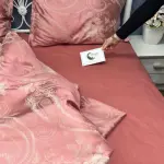 Комплект жакардової постільної білизни «Квіткова насолода», світло-рожевий