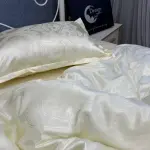 Комплект жакардової постільної білизни «Шампань в бокалі», ніжна шампань