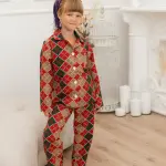 Тепла дитяча піжама фланелева «Різдвяні ромби»