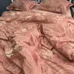Комплект жакардової постільної білизни «Квіткова насолода», світло-рожевий